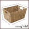 Casafield Set of 4 Water Hyacinth Storage Baskets with Handles, Woven Rectangular Storage Bins for Shelves, Blankets, Laundry Organization